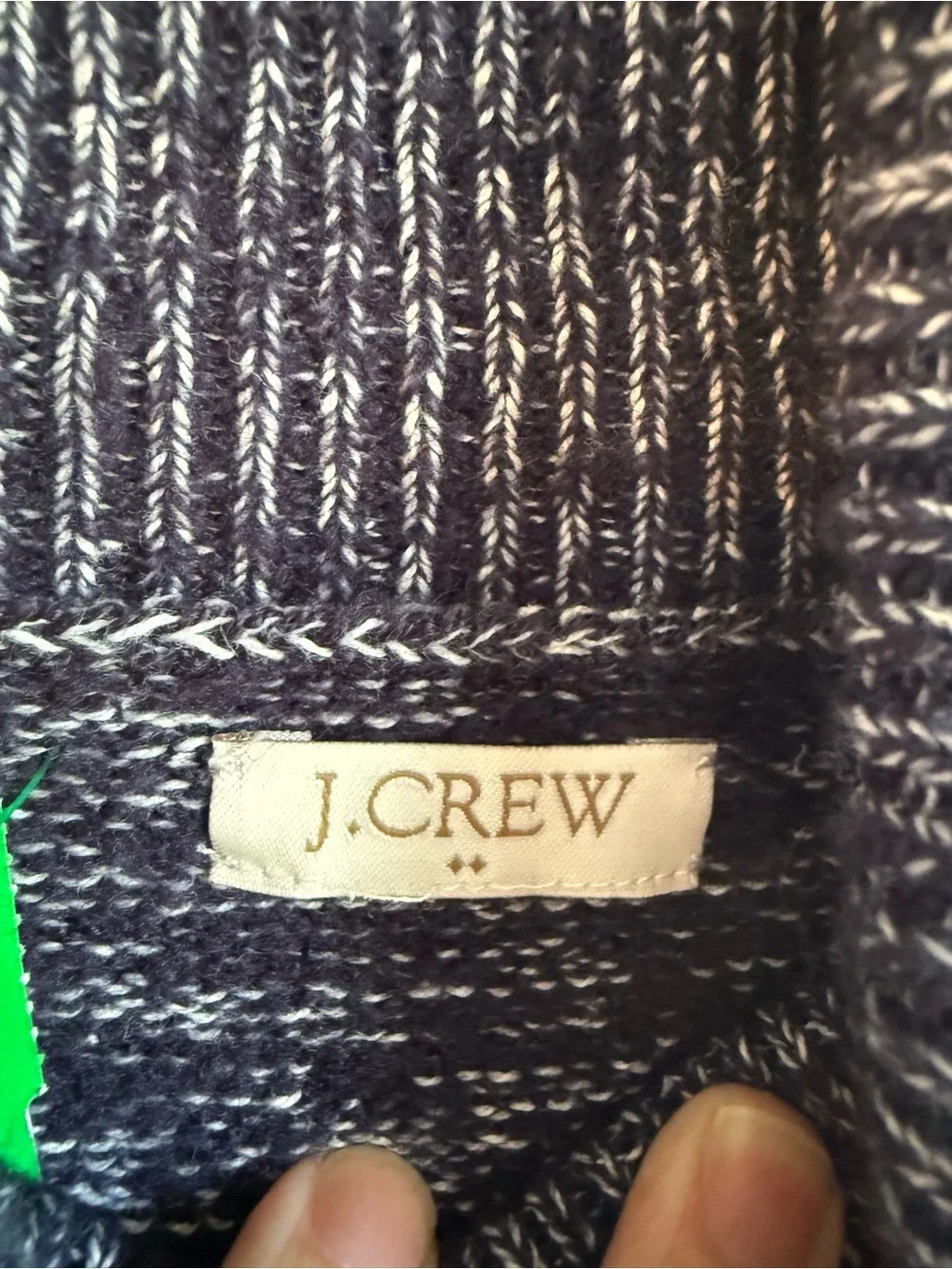 J. Crew Men's Navy Blue and Gray Marled Turtleneck Sweater
